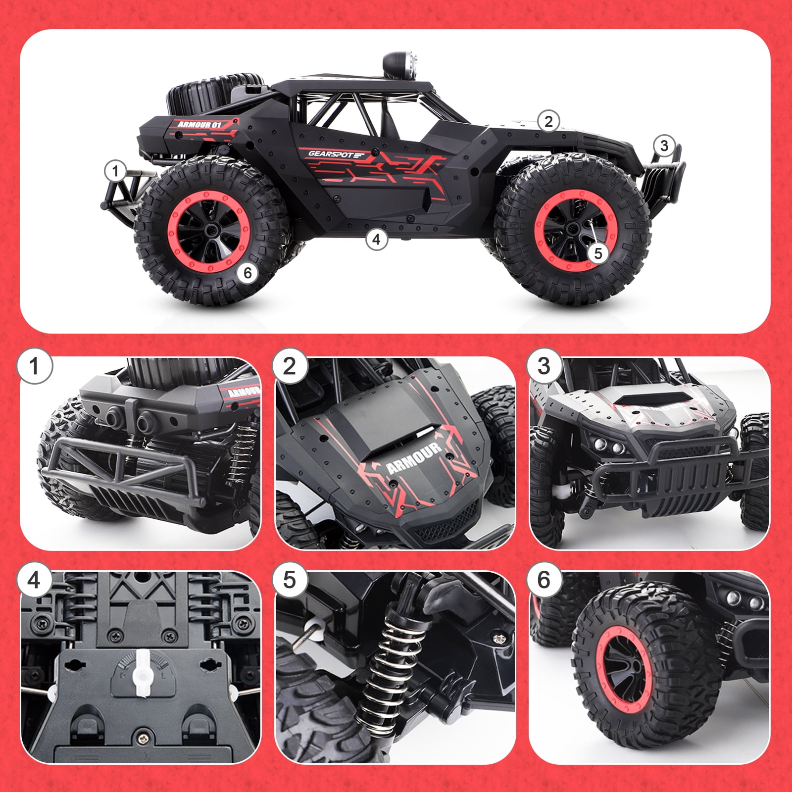 Tech RC 2WD 1:16 Remote Control Car All Terrain Off-Road RC Truck 2.4Ghz Monster Truck