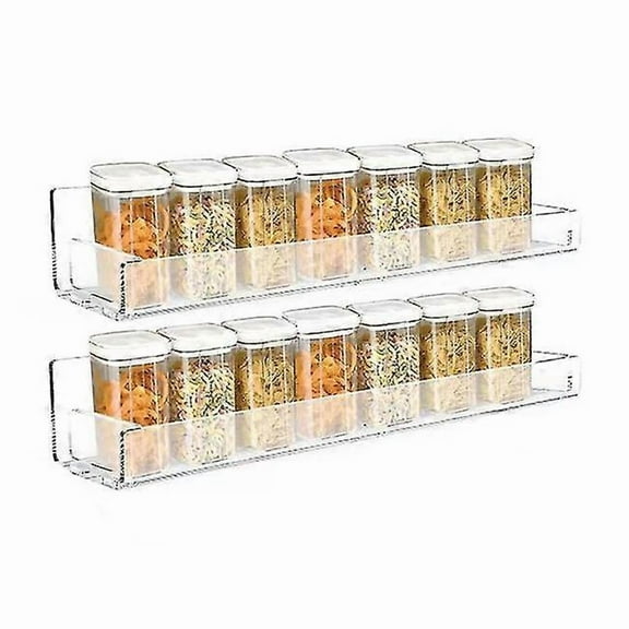 Wall Mounted Spice Rack Organizer Clear Acrylic Spice Shelf Storage Holder Hanging Seasoning Rack Organizer for Wall Kitchen