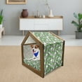 thumbnail image 3 of Banana Leaf Pet House, Banana Leaves Color Digital Paintbrush Effect Exotic Boho Design, Outdoor & Indoor Portable Dog Kennel with Pillow and Cover, 5 Sizes, Pale Grey Hunter Green, by Ambesonne, 3 of 5