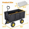 thumbnail image 5 of 4-in-1 Oversized Steel Dump Garden Cart , 880lbs Pullable Mesh Metal Garden Cart, Utility Cart with Removable Liner & Side Panels & Mesh Tray for Outdoor Lawn, Patio and Landscaping, Black, 5 of 10
