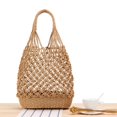 thumbnail image 3 of Bolso de hombro de paja o a mano de Boho para mujer, bolso tejido hueco de marrón Hugo bolsos de hombro de paja para mujer, 3 of 7