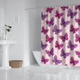 thumbnail image 2 of Butterfly and Daisy Pink Pattern Modern Waterproof Shower Curtain Set with 12 Hooks, Washable Decorative Bathroom Shower Curtain, 2 of 6