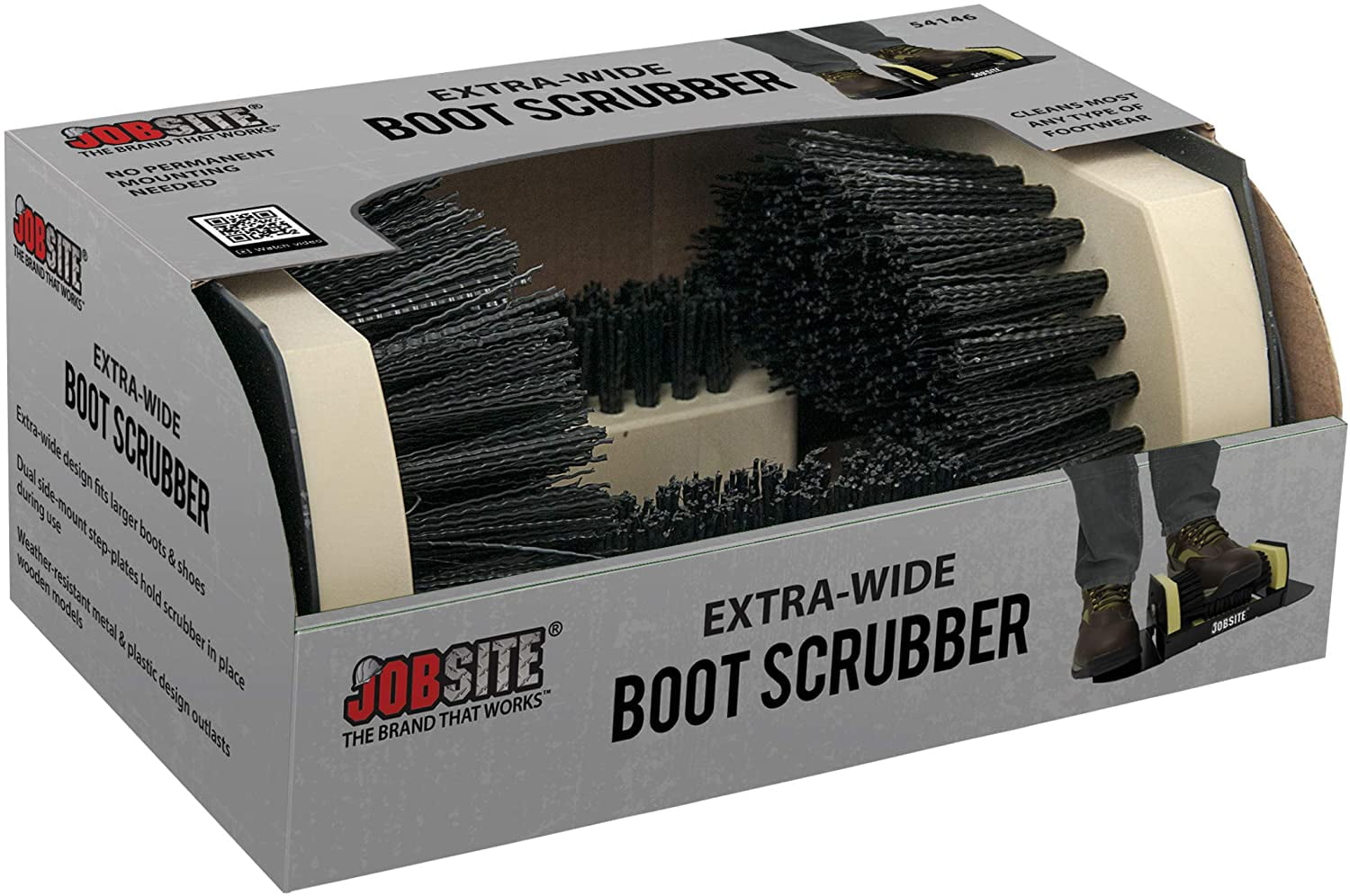 Heavy Duty White Cast Iron Angled Shoe Scraper and Scrubber Mat