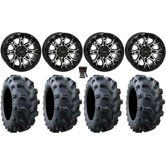 System 3 ST-6 12" Wheels Black 26" Vampire II Tires Honda Foreman Rancher SRA