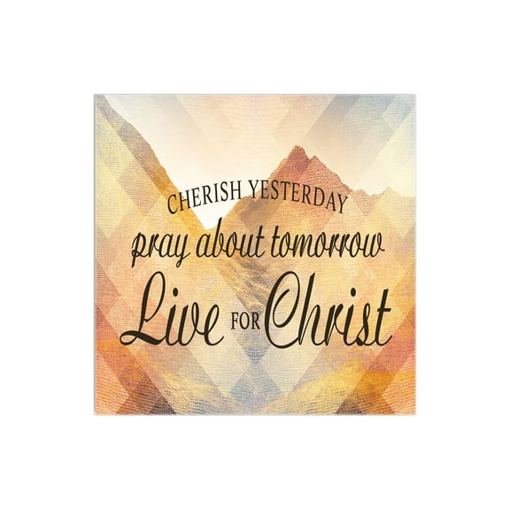 Pray Live For Him Yellow Orange Mountains 12 x 12 Wood Wall Sign Plaque