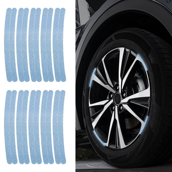Uxcell 20pcs Car Wheel Reflective Decorative Strip Night Safety Warning Stickers (Bright Blue)- Warning & Decoration, for Generally Cars Trucks Motors Bicycles, Self Adhesive