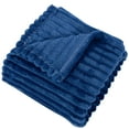 thumbnail image 4 of Flxxie Ultra Soft Warm Cozy Flannel Fluffy Fuzzy Toddler Blanket, Striped Design Baby Plush Blanket for Boys or Girls, 50" x 60", Navy Blue, 4 of 6