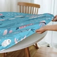 thumbnail image 4 of YFYANG Round Fitted Table Cloth, Waterproof Blue Cute Ocean Animals Doodle Pattern Polyester Table Cover, Indoor Outdoor Decorative Tablecloths with Elastic Edge, 4 of 7