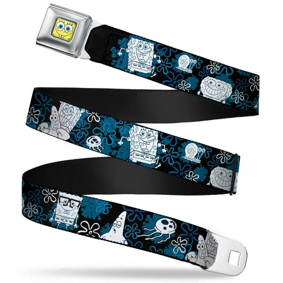 Sponge Bob Face Close Up SpongeBob, Patrick Starfish & Gary The Snail Seatbelt Belt Standard
