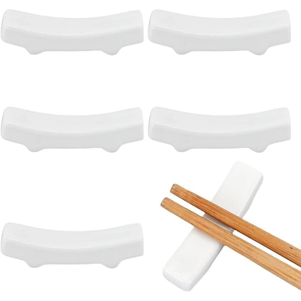 Juego de 6 soportes para cucharas de cerámica blanca. Soporte pequeño y estable para cucharas de café. Soporte para cucharas de porcelana blanca. Soporte para palillos y utensilios.
