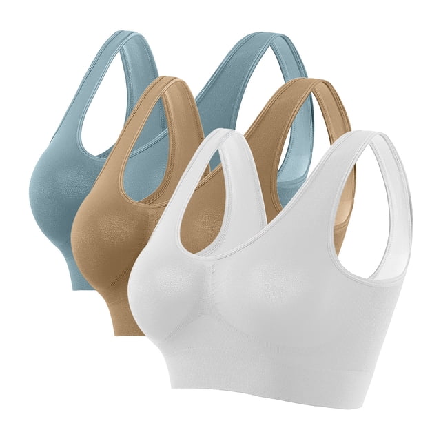 Xfvqtps 3PC Sports Bras for Women Standard Strap Elastic Soft Comfortable Breathable Yoga Bra Multicolor-06