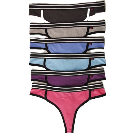 Just Intimates Cotton Panties / Thong Underwear (Pack of 6) (XXX-Large, 6 pack heathered thongs)