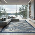 thumbnail image 2 of ODIKA 8'x10' Washable Area Rug Motif Border Sage That Couch Costal Abstract Brushstroke Wave Playful Expressive for King Size Bedroom Under Bed, Master Suite, Non-Shedding, Easy Care, 2 of 7
