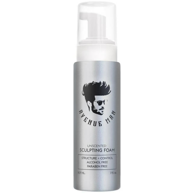 Avenue Man Espuma para esculpir sin perfume – 7 oz de fijación firme para dar volumen al cabello para hombres con extractos de hierbas productos para peinar el cabello – Fragancia de alcohol y volumin
