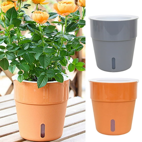Travelwant Plant Pots, Self Watering Pots High Drainage Planters with Attached Saucer Reservoir and Watering Lip, for Indoor & Outdoor Flowers Plants Windowsill Gardens