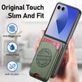 thumbnail image 2 of Allytechgroup for Samsung Galaxy Z Flip 5 Case with Card Holder, Magnetic Wireless Charging Wallet Back Cover, Faux Leather & Shockproof Hard PC Bumper, Lightweight, Anti-Slip Protective Shell, Green, 2 of 12