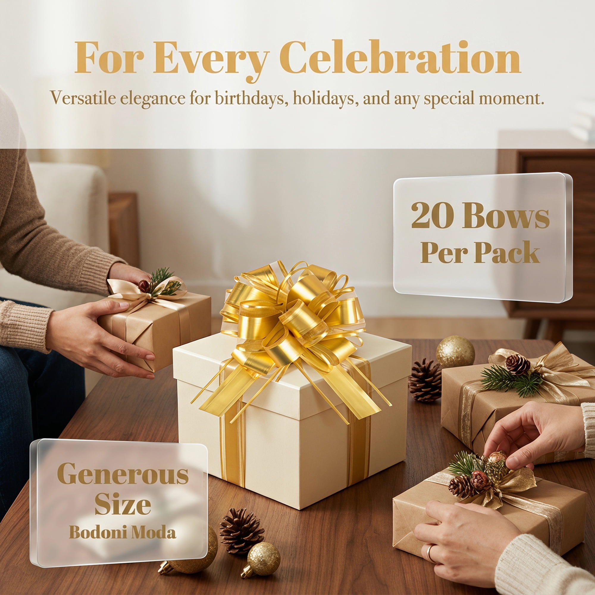 Unique Bargains Elegant Multi-Layered Star Bows for Gift Wrapping and Decoration Gold