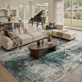 thumbnail image 6 of VUNATE 8'x10' Rugs for Living Room Washable Rugs Modern Abstract Distressed Indoor Rug Carpet Soft Fluffy Large Area Rugs for Living Room Bedroom Dining Room Office Foldable Nonslip Rug Teal, 6 of 7