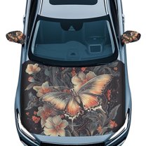Uorisanigo Gradient Butterfly Auto Hood Cover and Side Mirror Covers Protector 3 Pack Set Easy to Clean Stretchable Hood Cover Automotive Accessories for Car Decor Fits Most Cars