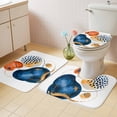 thumbnail image 3 of Abstract Geometric Bathroom Rugs Set Blue Red Orange Modern Minimalist Non Slip Absorbent Soft Bath Mats 3 Piece Set with Bathroom Rug, U-Shaped Floor Mat, Toilet Seat Cover Large Size, 3 of 9
