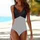thumbnail image 1 of Traje de Baño Traje de baño para mujer Color Block V Neck Bikini Sets para niña (XXL Black and Stripe) Cgtredaw Negro y raya T XXL para Mujer, 1 of 8