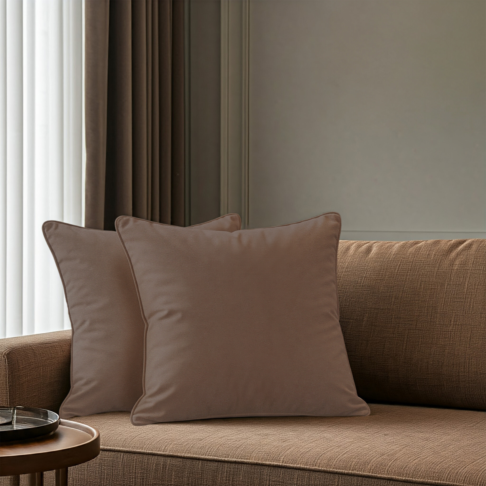 A1HC Set of 2 Luxurious Soft Velvet Throw Pillow Covers Only, 20"x20", Dark Brown, Decorative Cushion Covers with Hidden YKK Zipper for Sofa or Bed