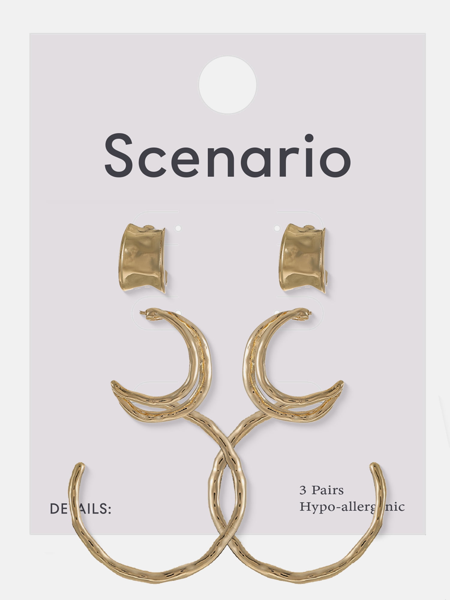Scenario Textured Hoop Earrings, Gold-Tone, 3-Pair Set