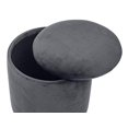 thumbnail image 3 of TOV Furniture Pouf de Rangement Rond Rembourré en Velours Pri Series, 15" Gris, 3 of 4