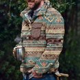 thumbnail image 2 of VBARHMQRT Chandail en Molleton d'Automne pour Hommes, Manches Longues, Flanelle, Style Ethnique Rétro, Imprimé, Sans Capuche, avec Boutons et Poches, 2 of 4