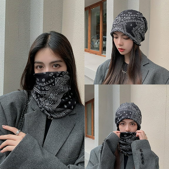 Tejiojio Fall Clearance Unisex Fashion Printing Versatile All-in-one Multi-purpose Hat Face Mask Bib