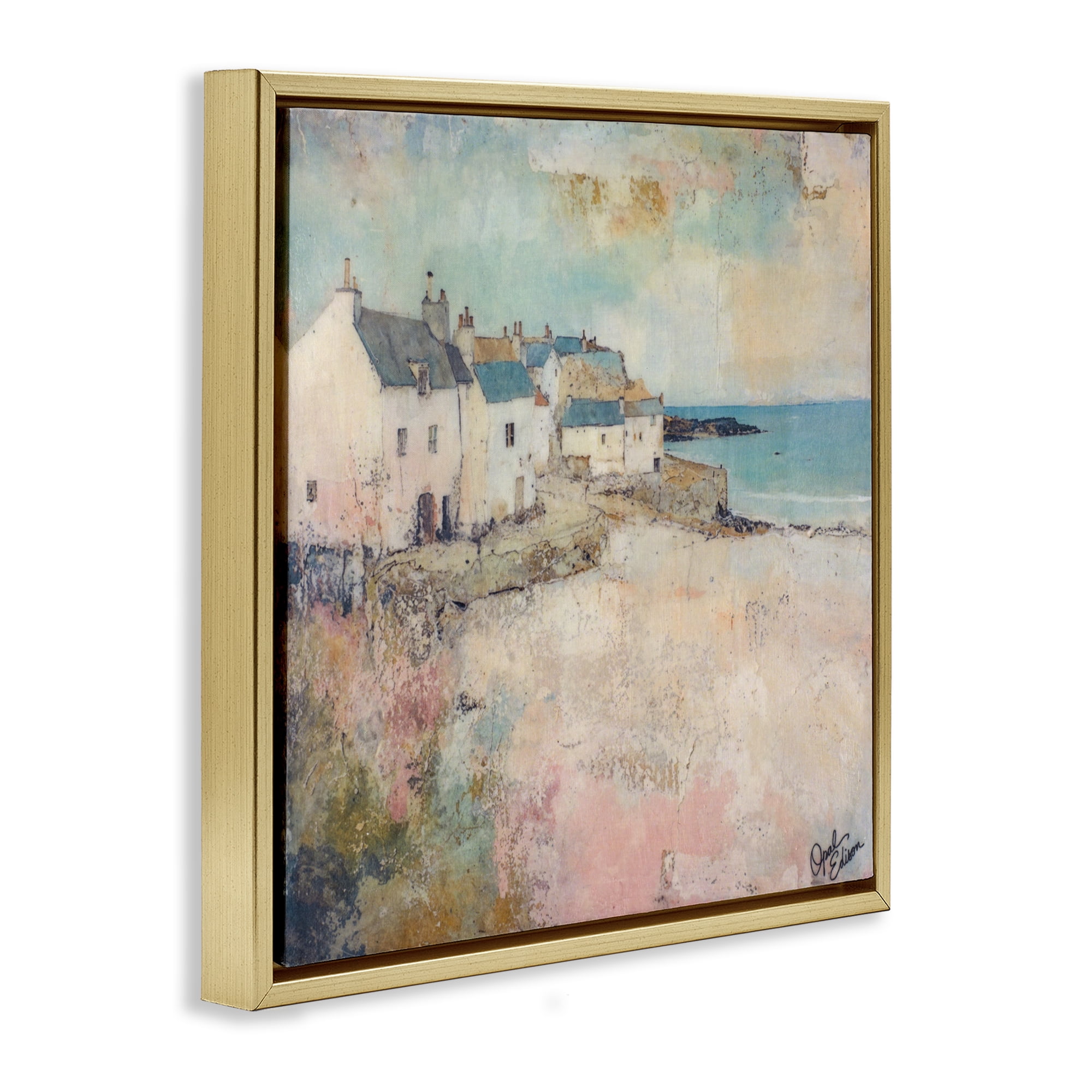 Stupell Industries Town Corner Architecture Gold Framed Floater Canvas Wall Art, design by Opal Edison