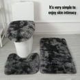 thumbnail image 5 of FloreceBien Alfombra de pelo largo teñida de felpa para inodoro, juego de tres piezas de almohadillas antideslizantes para pies, absorbente para baño, 5 of 5