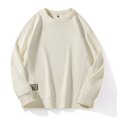 thumbnail image 4 of Sudaderas de cuello redondo para hombre, ropa de primavera, estampado de gofres, camisas de manga larga, ropa de calle, sudaderas con capucha de color liso sin capucha, 4 of 4
