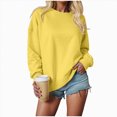 thumbnail image 5 of NOLDARES Womens Oversized Sweatshirts Fleece Sweaters Long Sleeve Crewneck Hoodies Fall Solid Color Drop Shoulder Pullovers,Yellow,XXL, 5 of 7