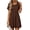 Coffee, variant on MOSHU Summer Dresses for Women Crewneck Short Sleeve Midi Dress Casual Button A-Line Sundress with Pockets