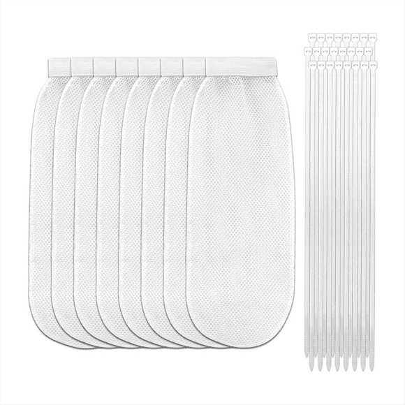 Lint Trap and Cable Ties Set for Washing Machine, Includes 8 Nylon Mesh Lint Traps and 24 Cable Ties, Lint Filtration