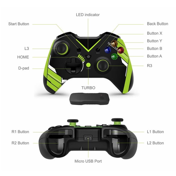 Controlador de juego profesional con mango inalámbrico 2.4G para Xbox One PC Windows 10/8/7