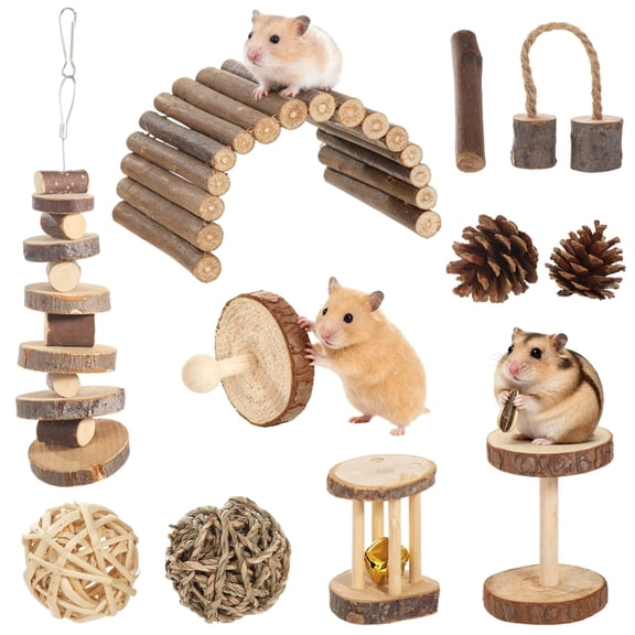 11PCS Hamster Chew Toys, Rabbit Toy, DIY Hamster Bunny Teeth Care Molar Toys, Ideal for Dwarf Hamsters Rat Guinea Pigs Chinchillas Bunnies
