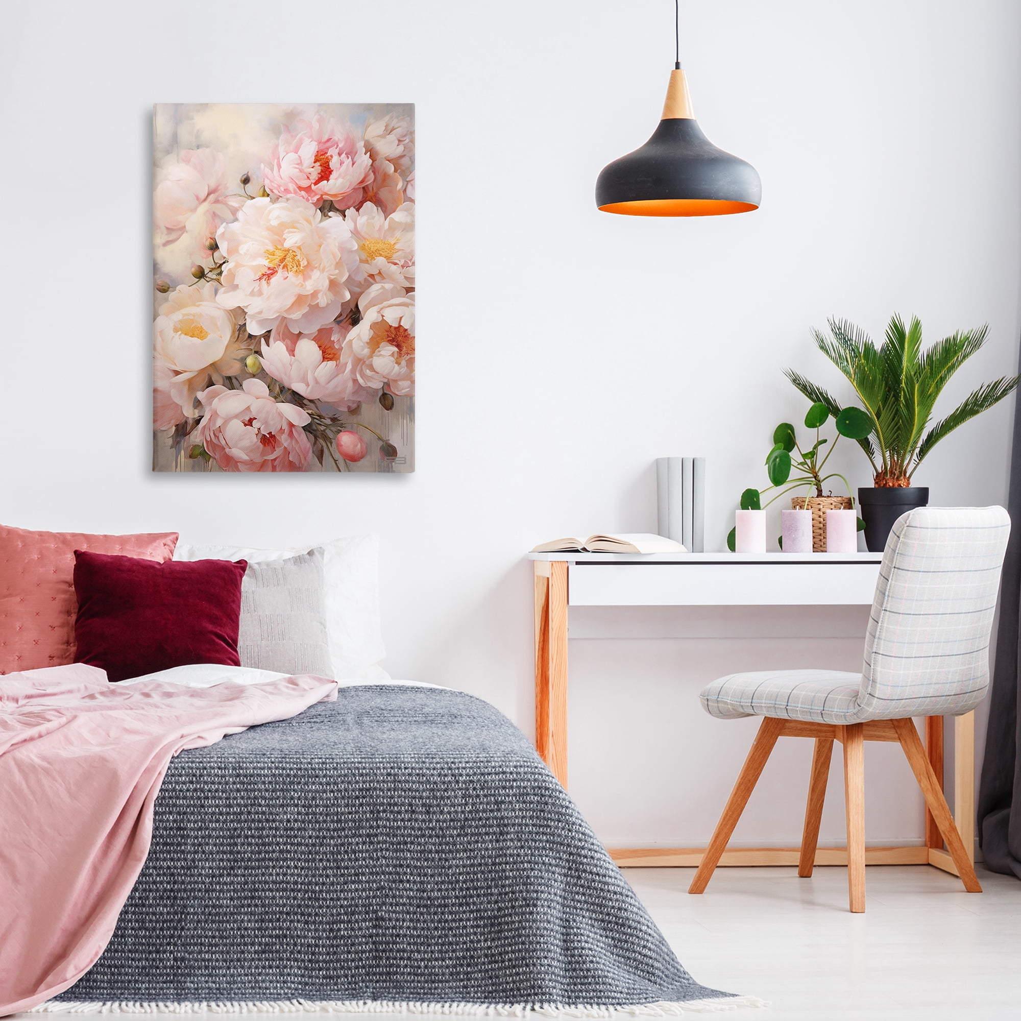 Stupell Industries Pink Peonies Collage Botanical & Floral Painting Gallery Wrapped Canvas Art Print Wall Art, 24 x 36