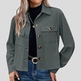 thumbnail image 2 of XPMWRP Women's Fashion Corduroy Shackets Button Down Lapel Long Sleeve Solid Color Jackets Fall Winter Trendy Loose Clothes Gray XL, 2 of 7