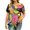 *Black, variant on VBVC Women's Floral Print Henley Blouse , Ladies' V-Neck Short Sleeve Summer Top , Boho Tropical Vacation Shirts For Women,Black,S-3XL