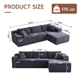 thumbnail image 3 of 104" Flannel Sectional Sofa, L-Shaped Modern Modular High-Density Sponge Corner Sofa with Chaise Lounge & Pillows, Upholstered Cloud Couch for Living Room Bedroom Apartment, 3 of 8