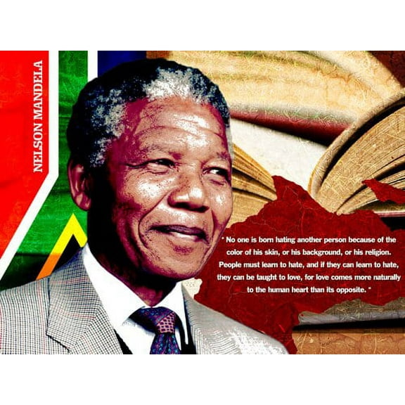 Nelson Mandela Poster Quote No One is Born Hating Another Person (18x24)