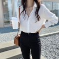 thumbnail image 2 of Camisas de manga larga para mujer, blusas de gasa con cuello vuelto, Tops holgados elegantes para oficina, novedad de otoño, 2024, 2 of 4