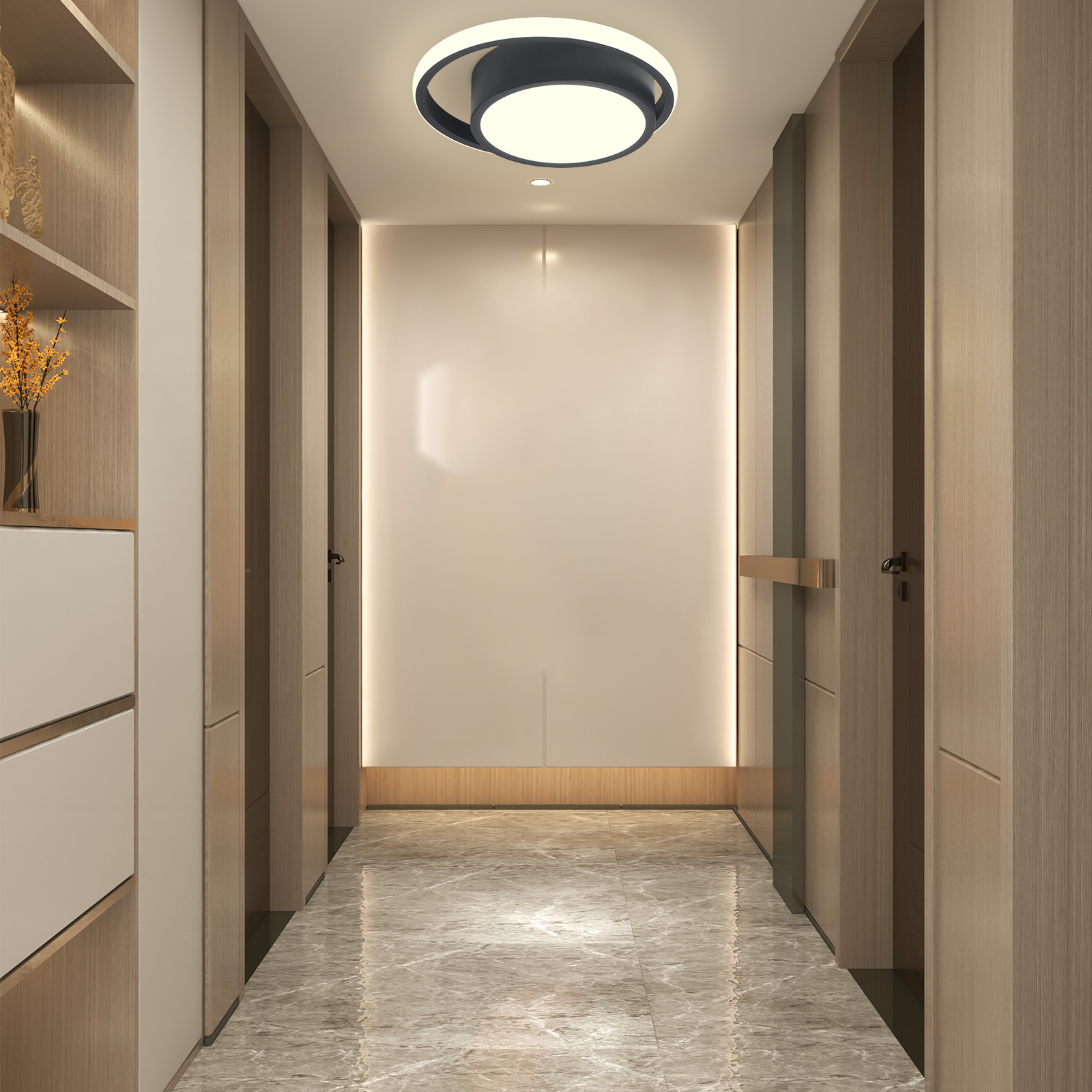 Modern Led Ceiling Light Round Ceiling Lamp Including Bulbs Warm Light 3000K Fixtures For Bedroom Kitchen Study Stair Hallway Small Aisle Lamp Corridor Light (Black)