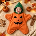 thumbnail image 2 of Shadoumai Baby Starfish Onesie Halloween Pumpkin Zipper Hooded Star Suit Newborn Outfit, 2 of 6