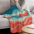 thumbnail image 3 of Teal Red Ocean Waves Blanket Soft Cozy Warm Throw Blanket for Couch, Plush Fuzzy Flannel Fleece Blankets for Sofa, Summer Beach Coastal Abstract Bed Blankets Lightweight Gifts for Women, 30"x40", 3 of 9