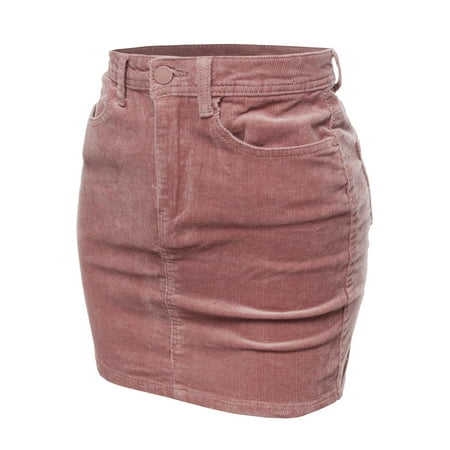 Corduroy Womens Skirt - FashionOutfit Women's Solid Corduroy High-Rise Pencil Mini Skirt