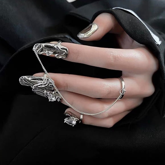 Jinsinto 4pcs Queen Fingernail Claw Nail Rings Set Finger Tip Protection Belly