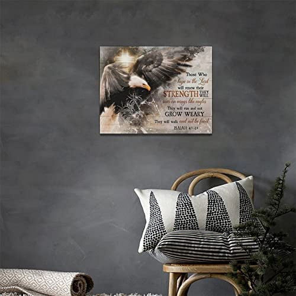 American Bald Eagle Wall Art Rustic Eagle Pictures Wall Decor Christian  Cross Eagle Painting Canvas Prints Motivational Quotes Modern Home Framed  Artwork Decor for Bedroom Living Room 16